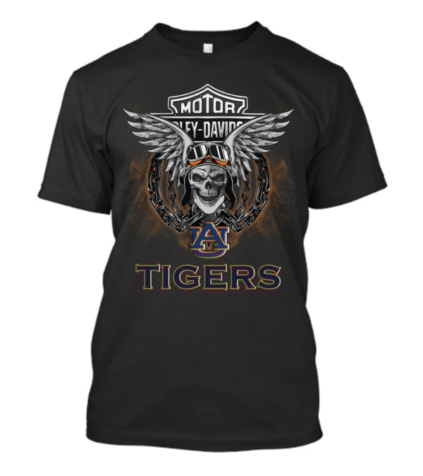 Harley Davidson Auburn Tigers Skull Wings Motor T-Shirt