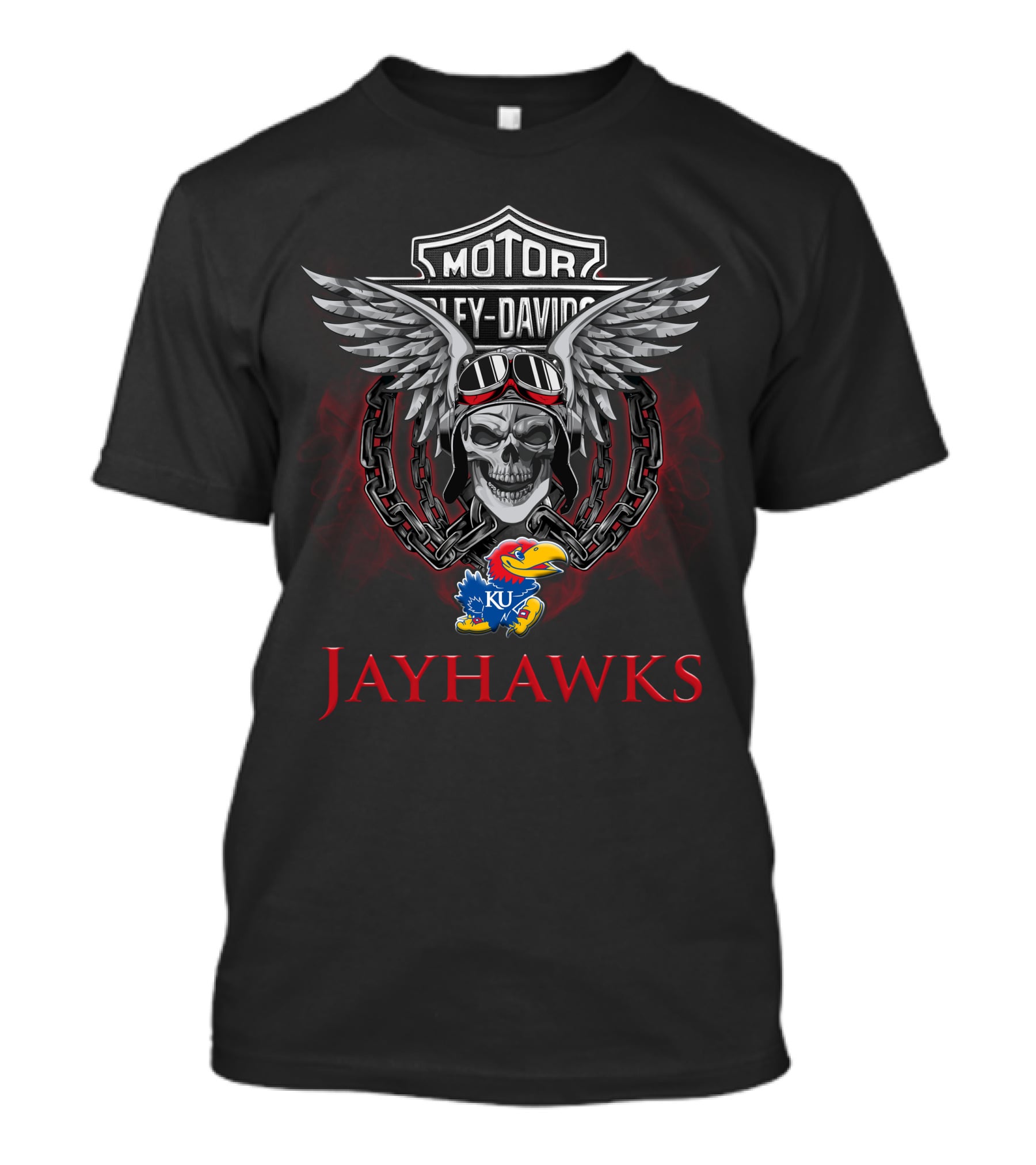 Harley Davidson Motor Skull Jayhawks Ku Kansas Jayhawks T-Shirt
