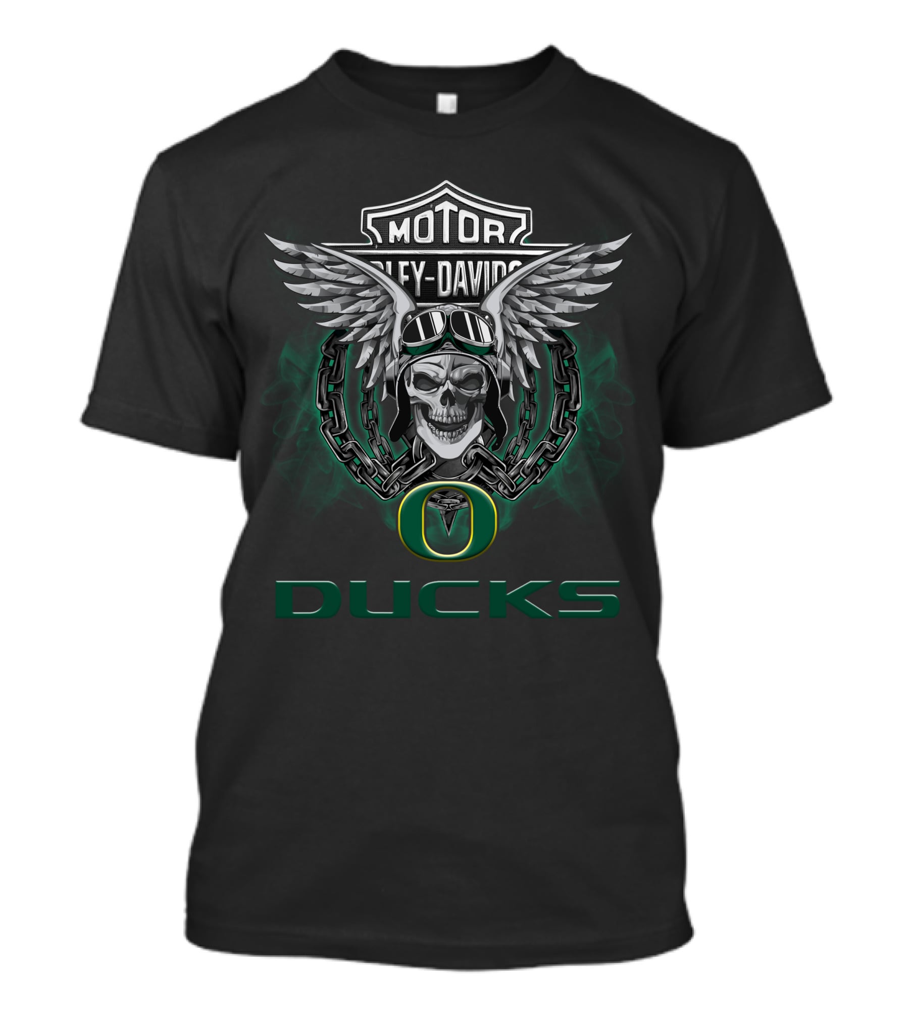 Harley Davidson Motor Skull Wings Oregon Ducks T-Shirt
