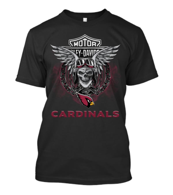 Harley Davidson Skull Wings Cardinals Logo Nfl Arizona T-Shirt