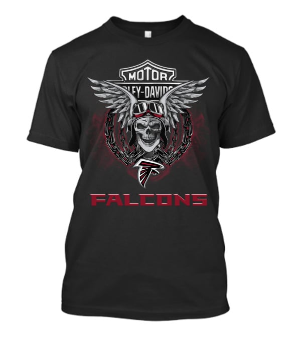 Harley Davidson Falcons Skull Wings Nfl Atlanta T-Shirt