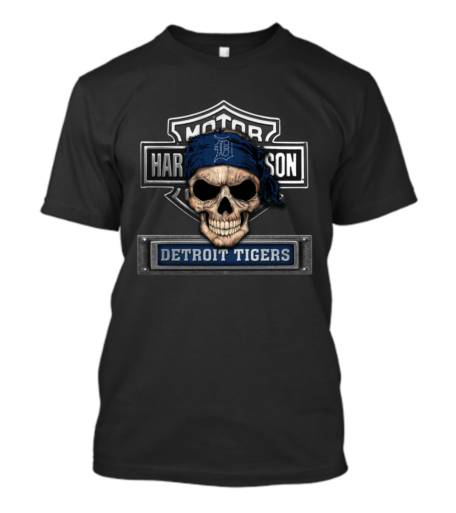 Harley Davidson Motor Skull Detroit Tigers Biker T-Shirt