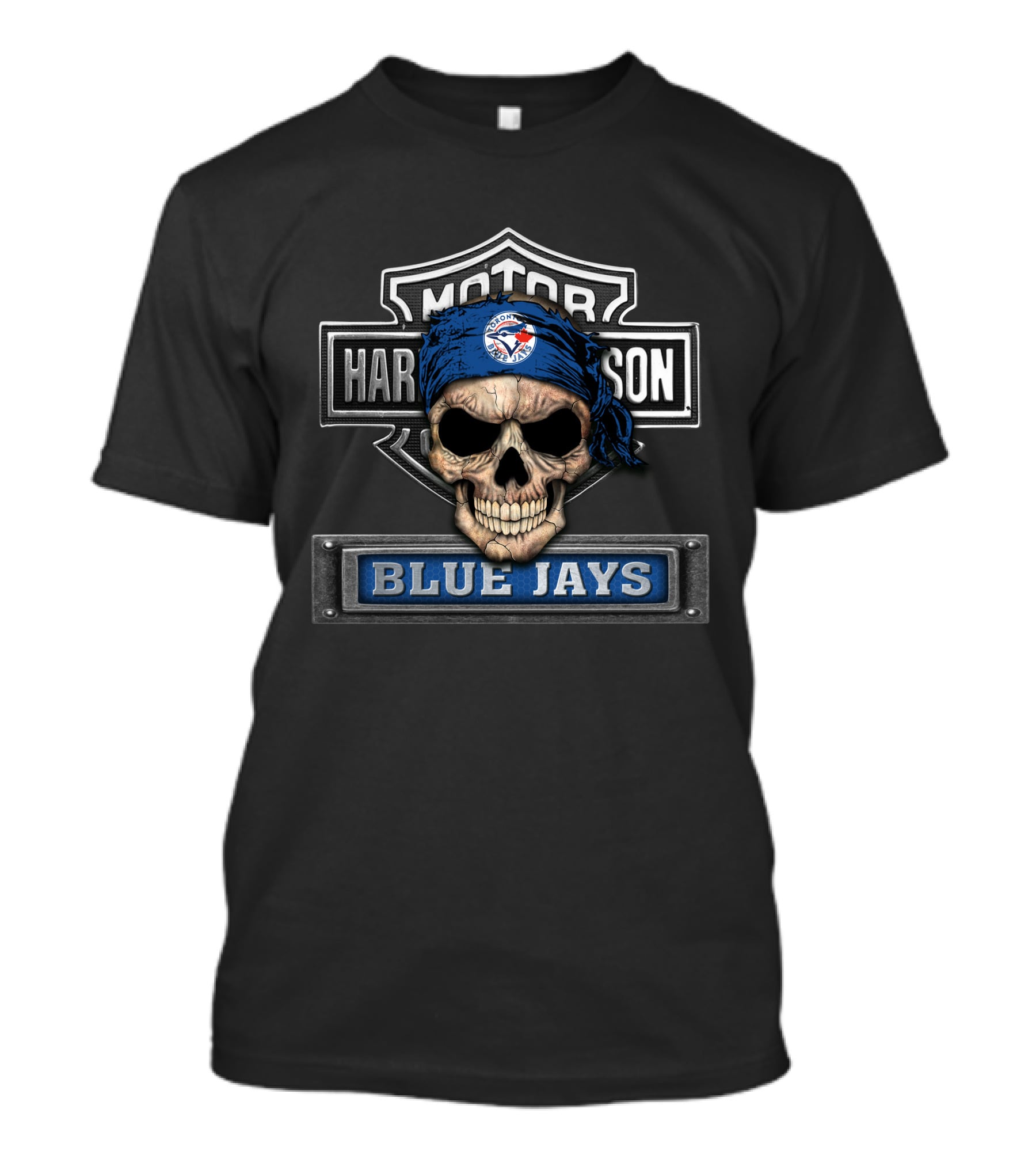 Harley Davidson Motorcycle Skull Blue Jays Bandana Mlb Toronto T-Shirt