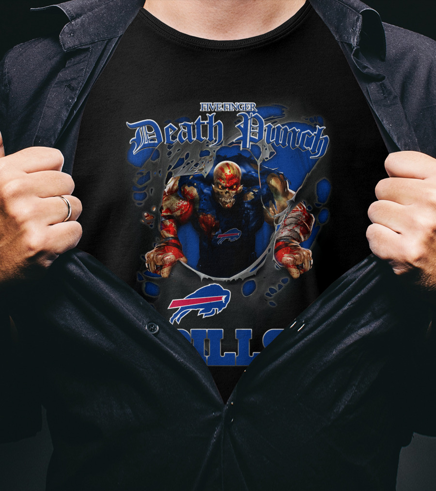 Five Finger Death Punch Buffalo Bills Nfl Harley Davidson Motorcycle Biker T-Shirt