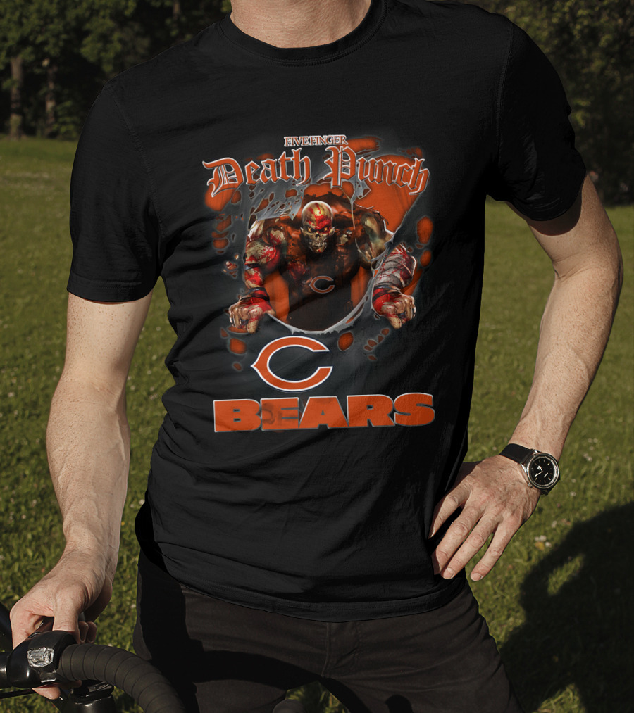 Five Finger Death Punch Harley Davidson Chicago Bears Nfl Biker T-Shirt