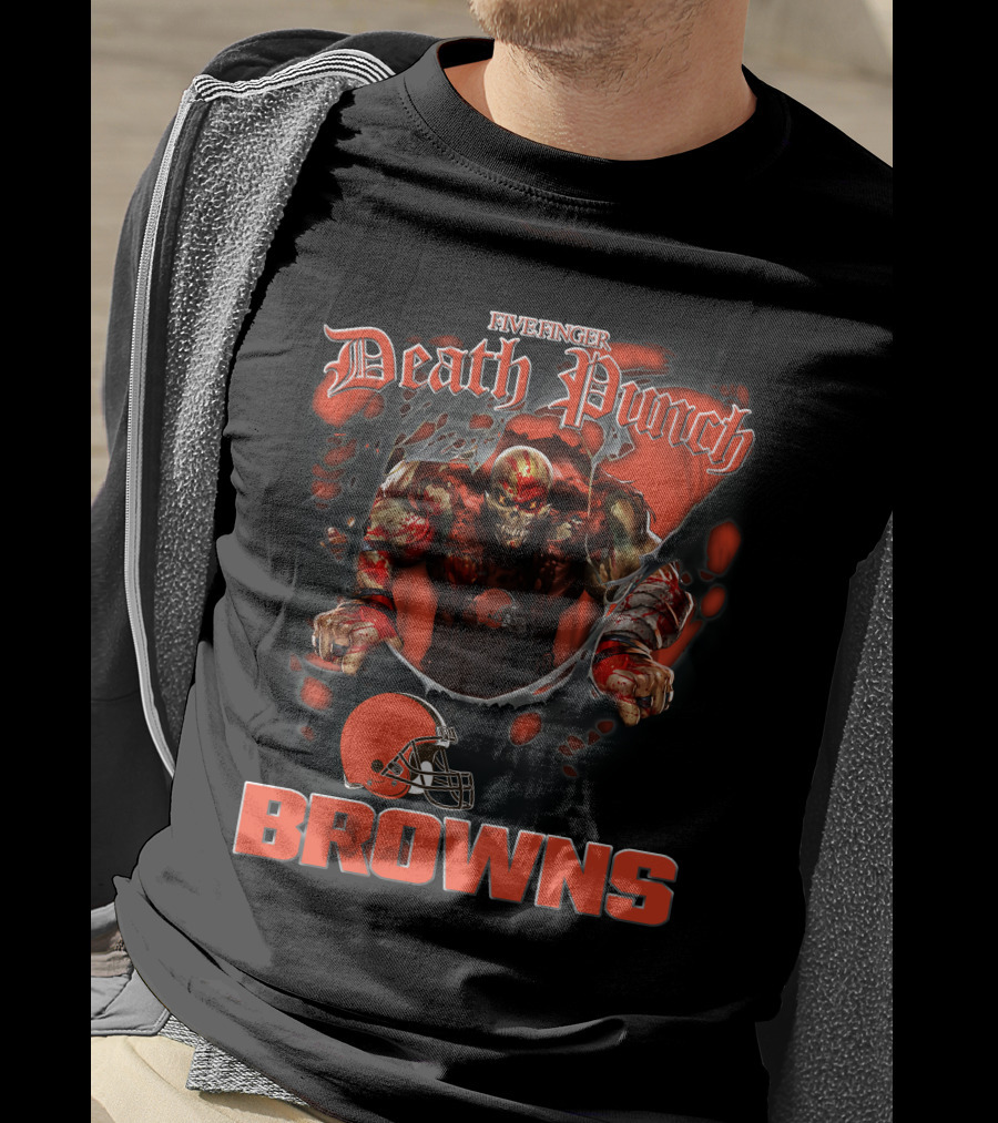 Five Finger Death Punch Browns Harley Davidson Motorcycle Biker Nfl Cleveland Browns T-Shirt
