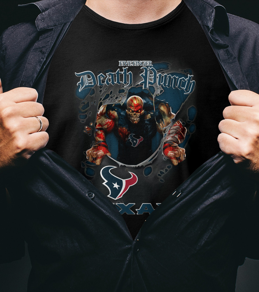 Five Finger Death Punch Harley Davidson Motorcycle Biker Nfl Houston Texans T-Shirt
