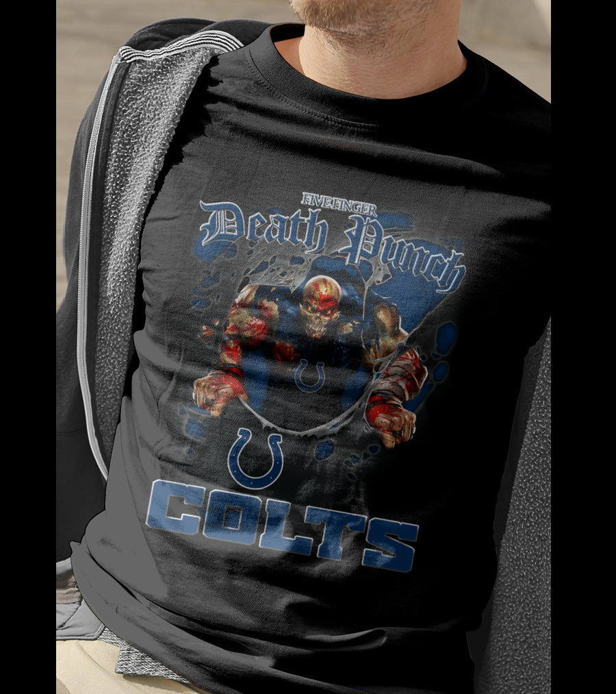 Five Finger Death Punch Nfl Indianapolis Colts Motorcycle Biker T-Shirt