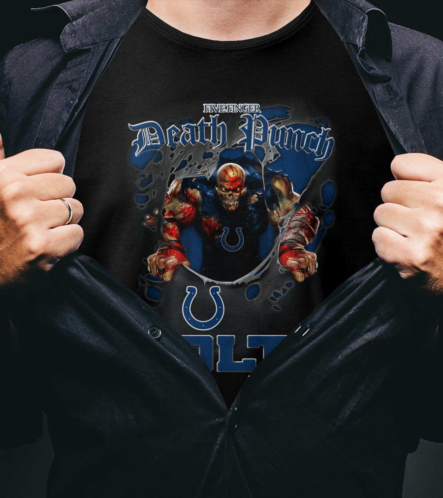 Five Finger Death Punch Nfl Indianapolis Colts Motorcycle Biker T-Shirt