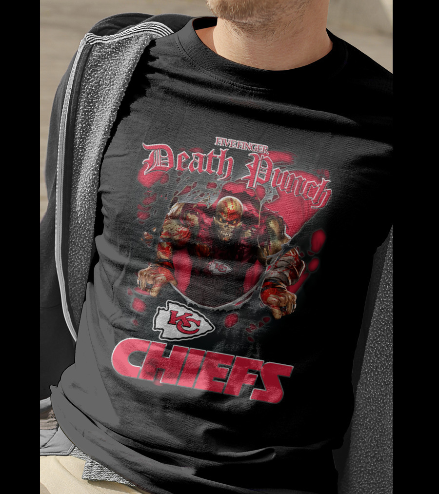 Harley Davidson Motorcycle Biker Five Finger Death Punch Nfl Kansas City Chiefs T-Shirt