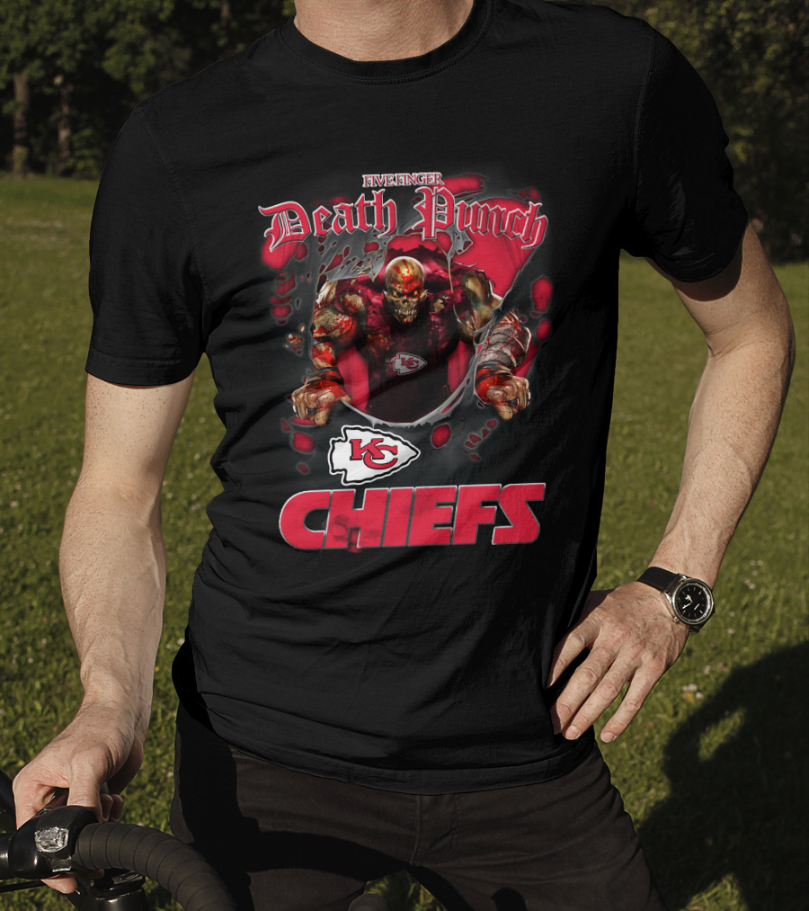 Harley Davidson Motorcycle Biker Five Finger Death Punch Nfl Kansas City Chiefs T-Shirt