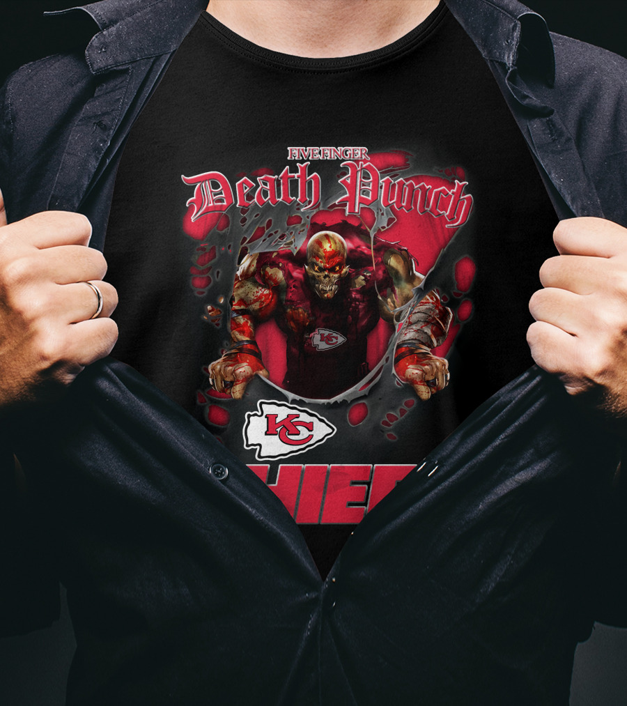 Harley Davidson Motorcycle Biker Five Finger Death Punch Nfl Kansas City Chiefs T-Shirt