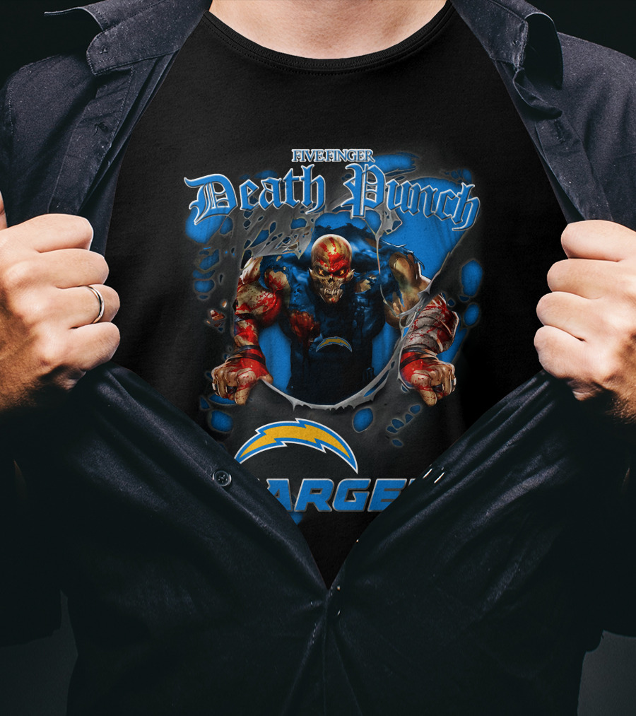 Five Finger Death Punch Los Angeles Chargers Harley Davidson Motorcycle Biker Nfl T-Shirt