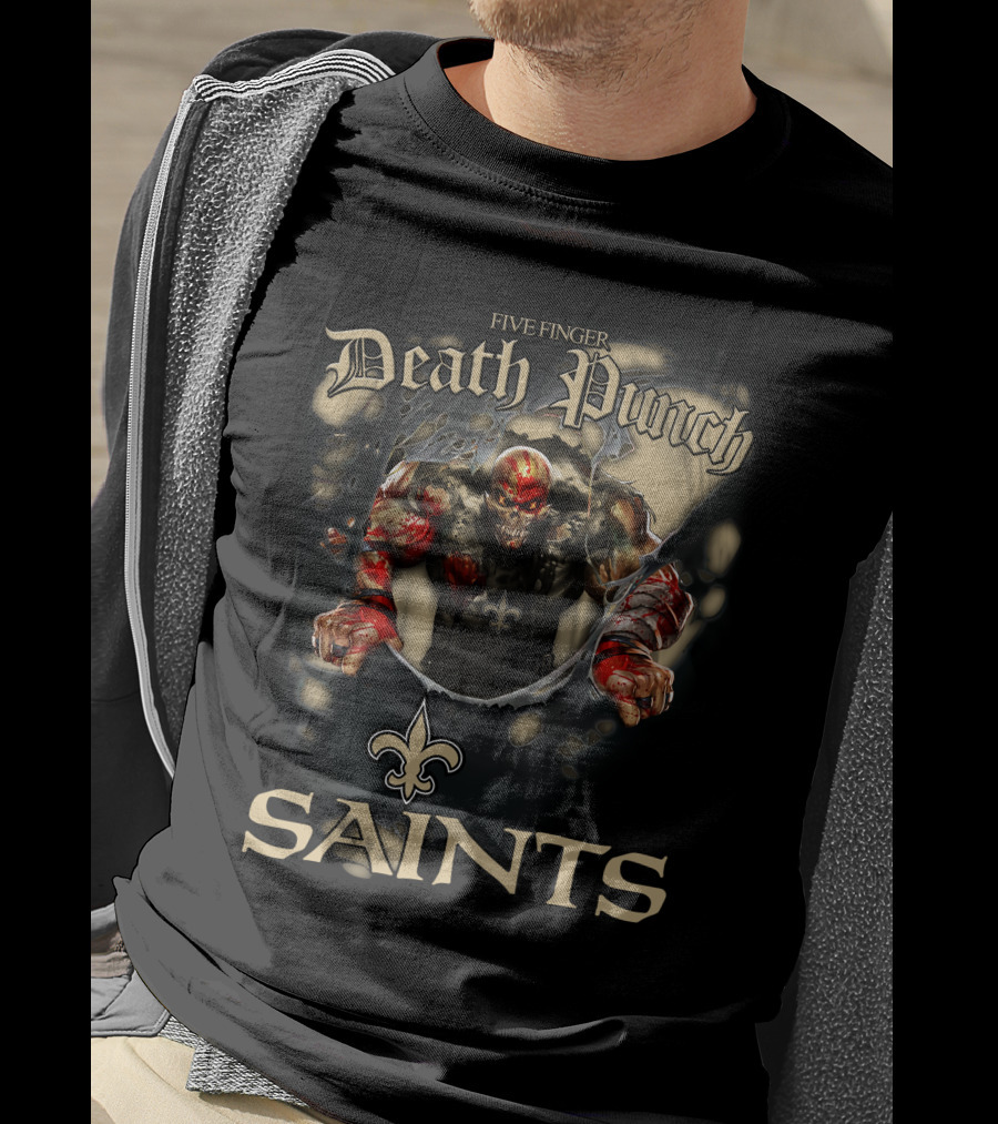 Harley Davidson Motorcycle Biker Five Finger Death Punch Nfl New Orleans Saints T-Shirt