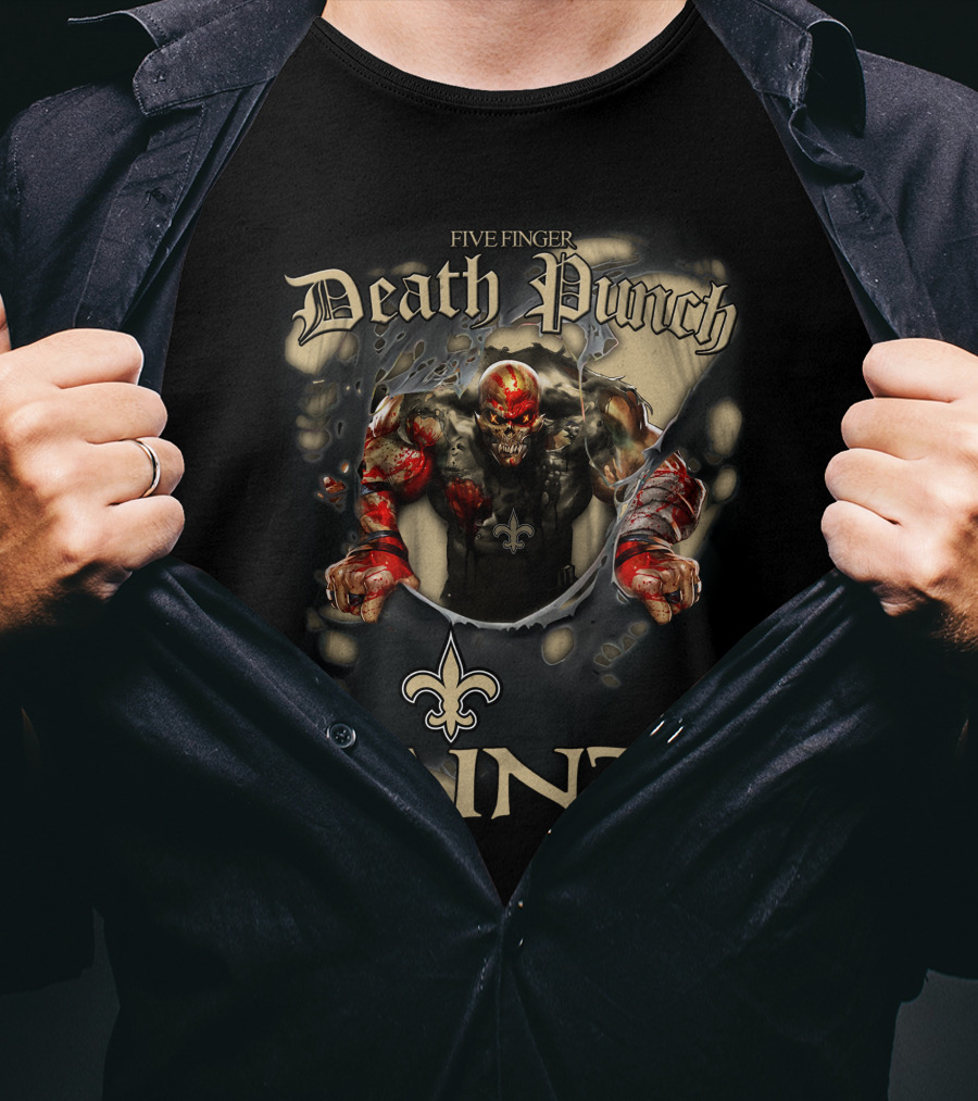 Harley Davidson Motorcycle Biker Five Finger Death Punch Nfl New Orleans Saints T-Shirt