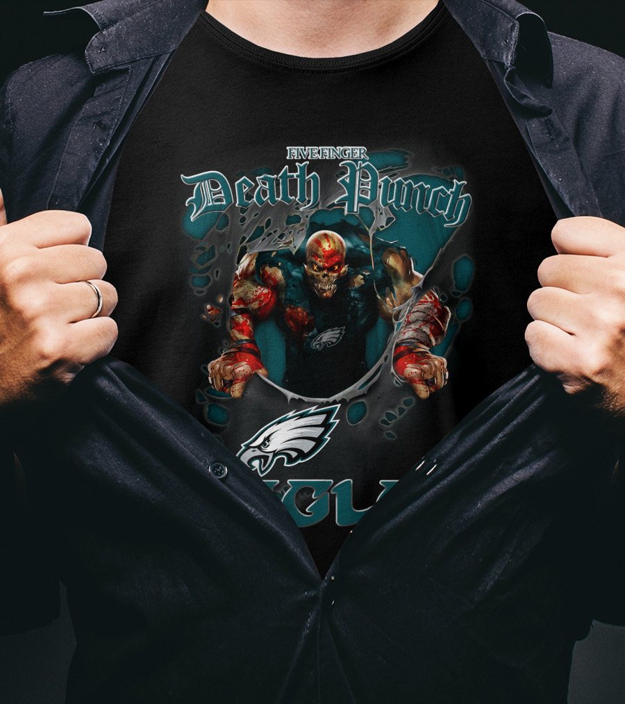 Five Finger Death Punch Eagles Harley Davidson Motorcycle Biker Nfl Philadelphia Eagles T-Shirt