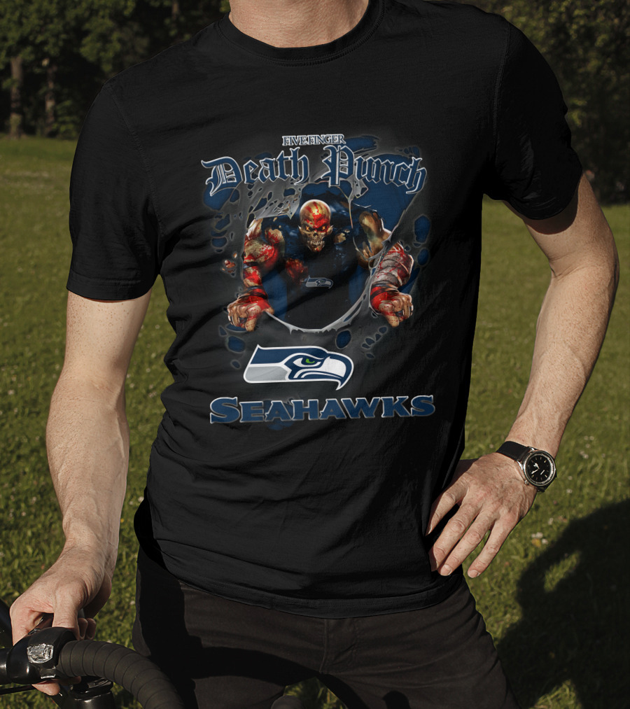 Five Finger Death Punch Seattle Seahawks Nfl Harley Davidson Motorcycle Biker T-Shirt