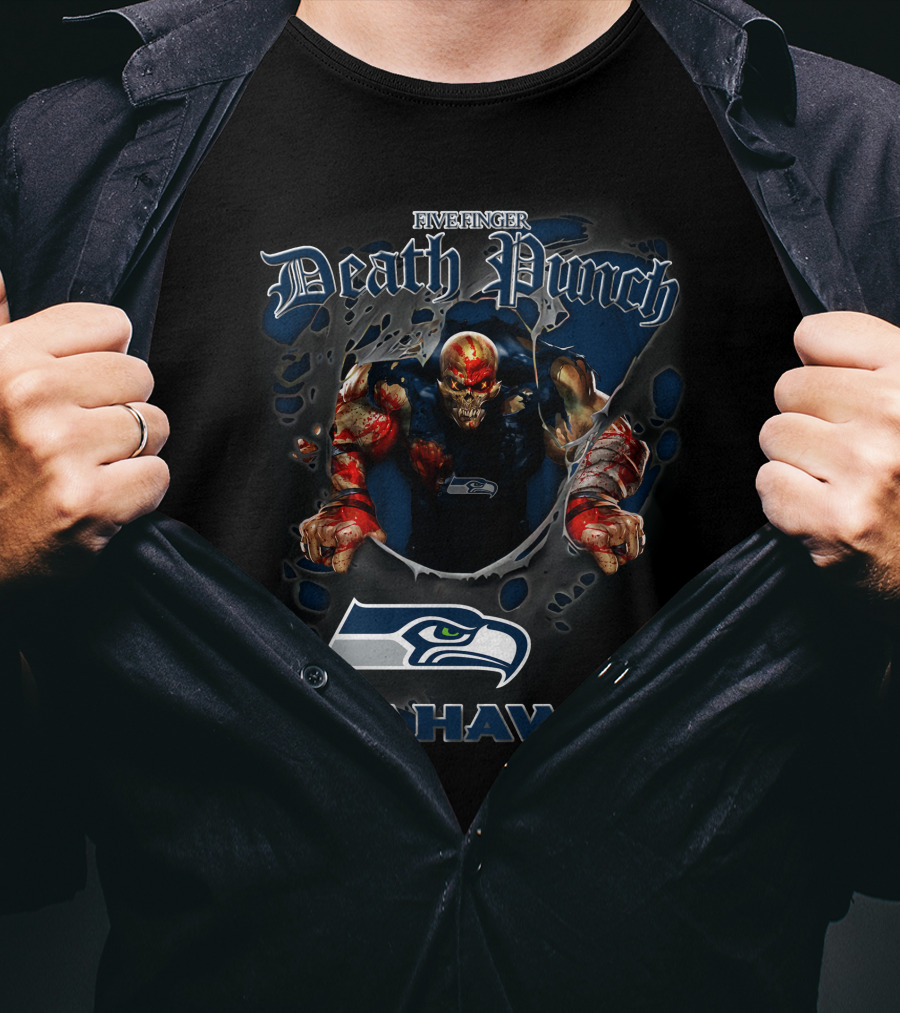 Five Finger Death Punch Seattle Seahawks Nfl Harley Davidson Motorcycle Biker T-Shirt