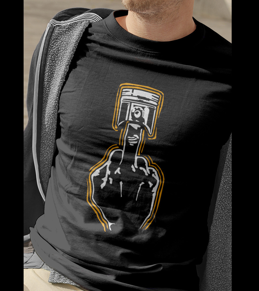 Mechanic Piston Middle Finger Gesture T-Shirt