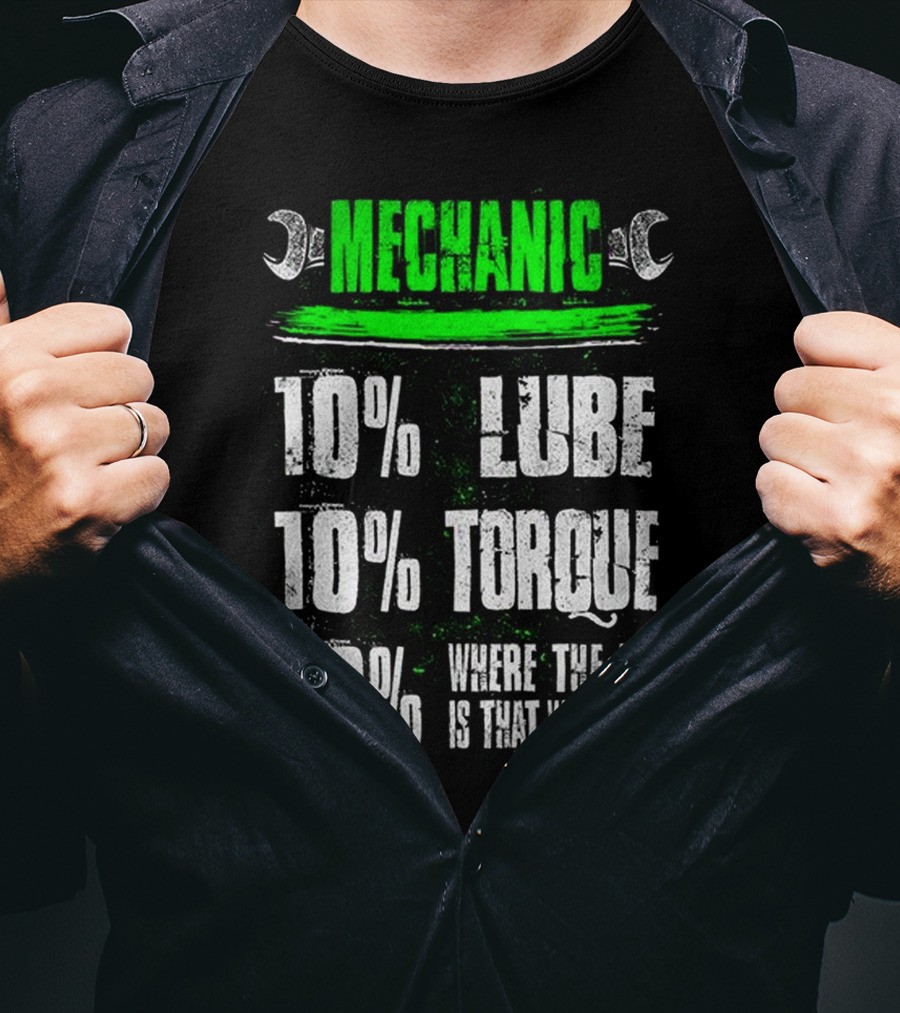 MECHANIC 10% LUBE 10% TORQUE 80% WHERE THE FK IS THAT WRENCH T-Shirt