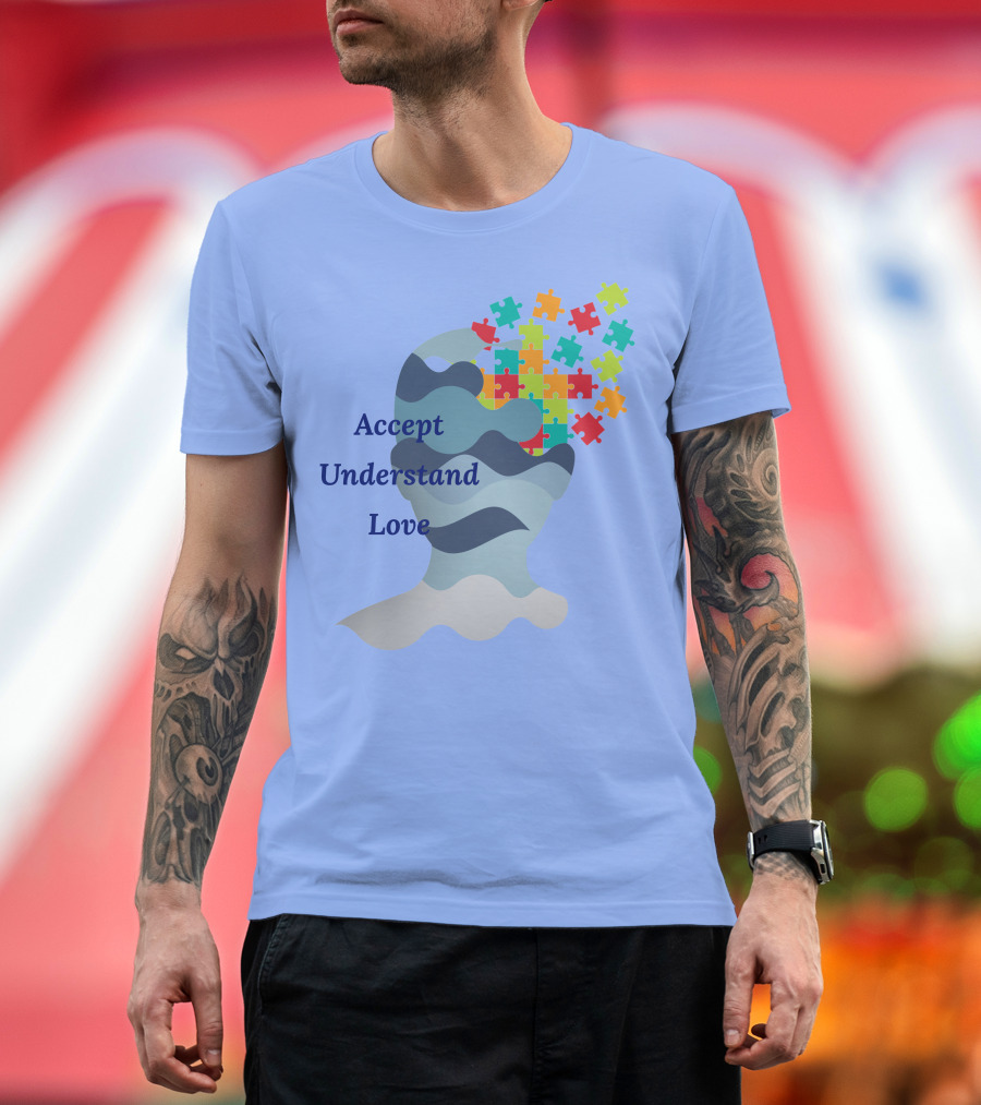 Accept Understand Love Autism Puzzle Head T-Shirt
