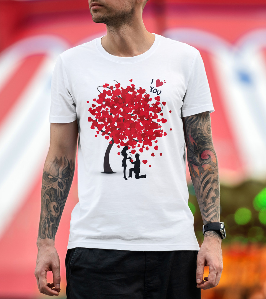 I Love You Tree of Hearts Proposal Scene T-Shirt