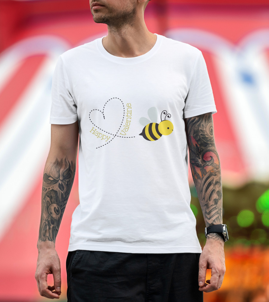Happy Valentine Bee Heart Trail T-Shirt