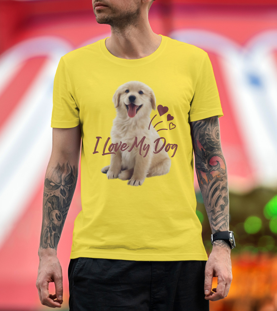 I Love My Dog Cute Puppy with Hearts T-Shirt