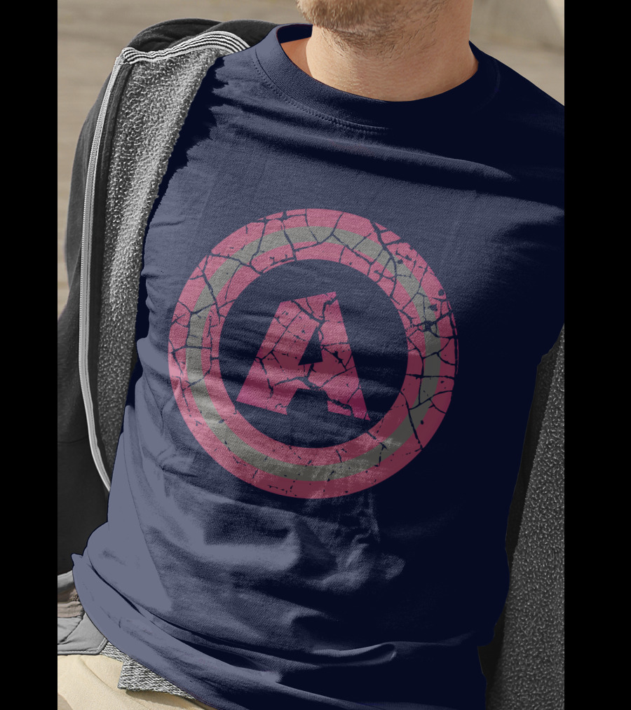 Cracked Pink And Grey Letter A With Circle T-Shirt