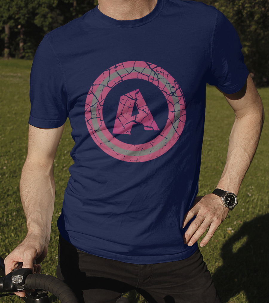 Cracked Pink And Grey Letter A With Circle T-Shirt