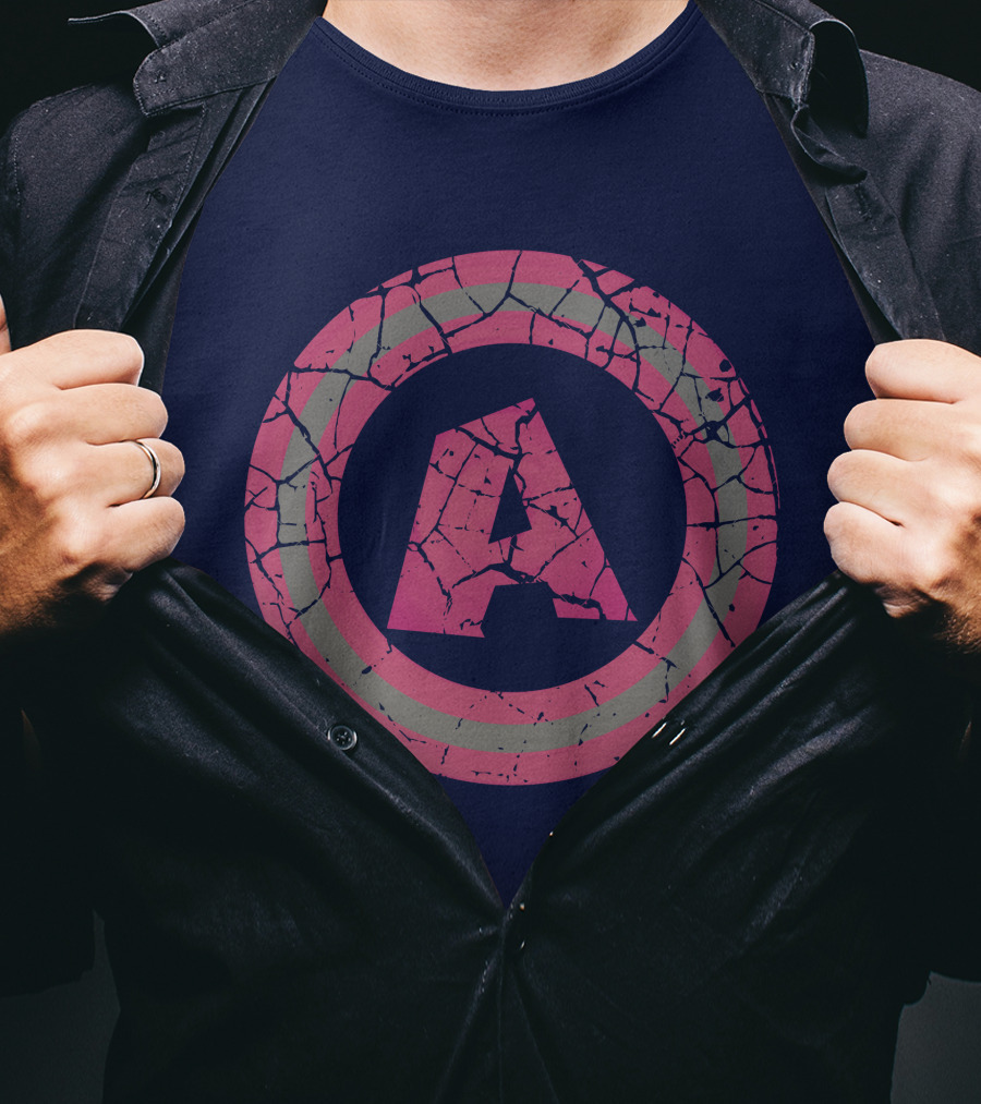 Cracked Pink And Grey Letter A With Circle T-Shirt