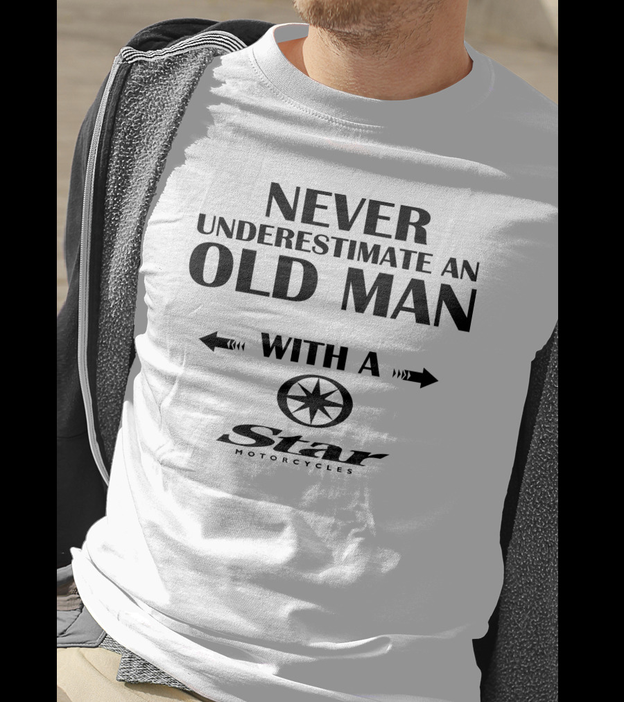 Never Underestimate An Old Man With A Star Motorcycles Vstar Custom T-Shirt