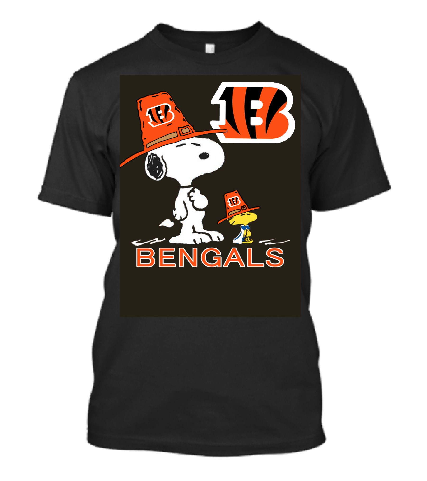 Bengals Snoopy And Woodstock In Team Hats T-Shirt