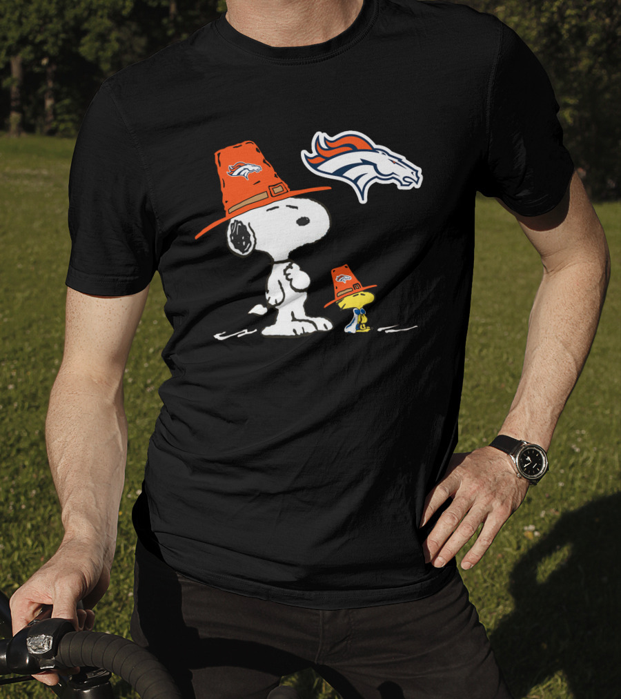 Broncos Snoopy Woodstock Orange Hat Nfl Peanuts T-Shirt