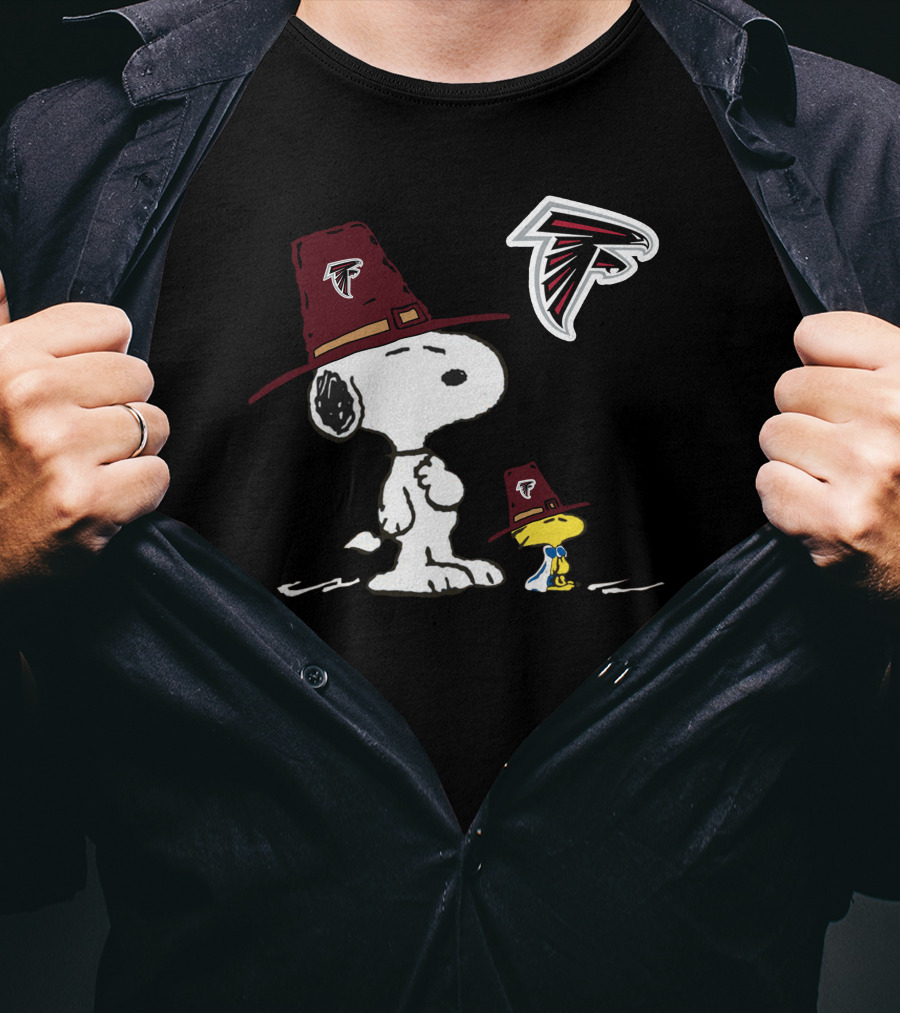 Atlanta Falcons Snoopy Thanksgiving Pilgrim Hats T-Shirt