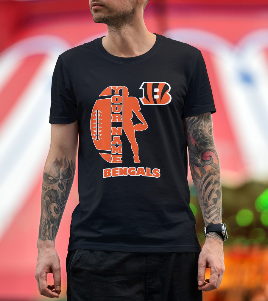 Your Name Bengals Football Silhouette B T-Shirt