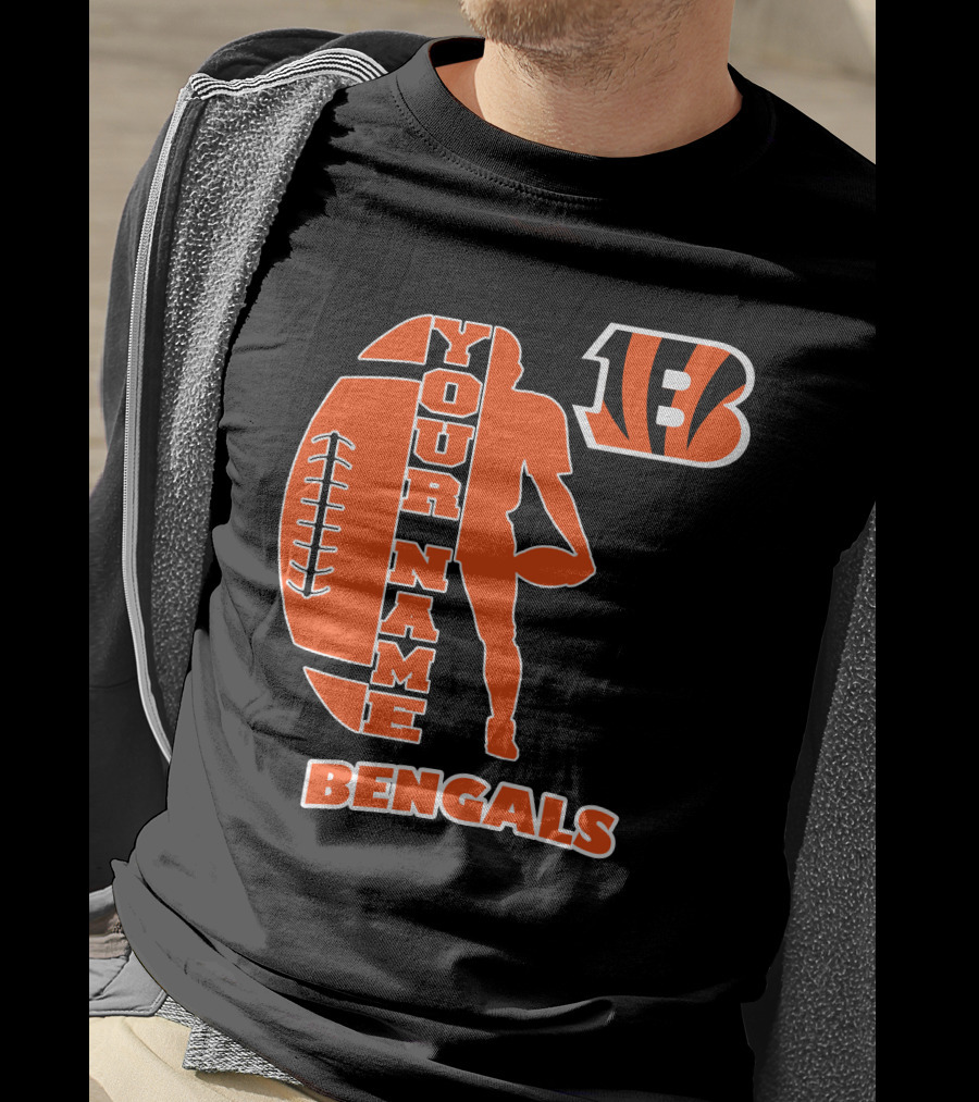 Your Name Bengals Football Silhouette B T-Shirt