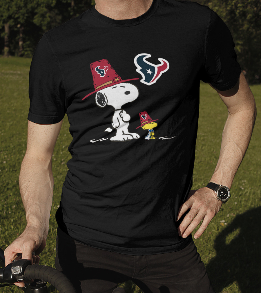 Houston Texans Snoopy And Woodstock Cowboy Hat T-Shirt