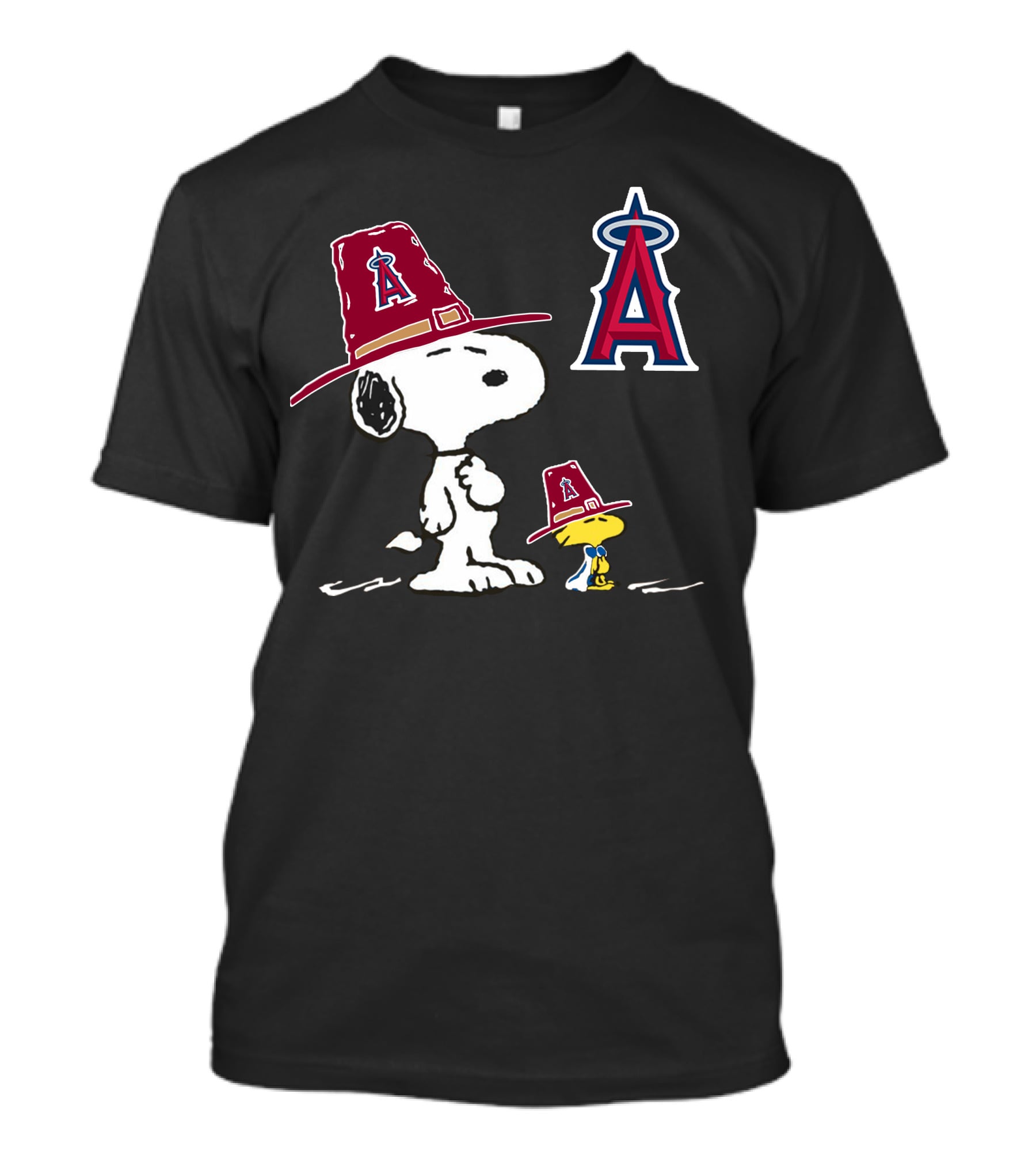 Los Angeles Angels Snoopy Woodstock Big Red Hat T-Shirt