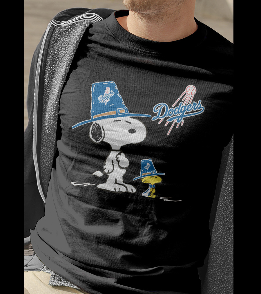 Los Angeles Dodgers Snoopy Woodstock Baseball Hat Peanuts T-Shirt