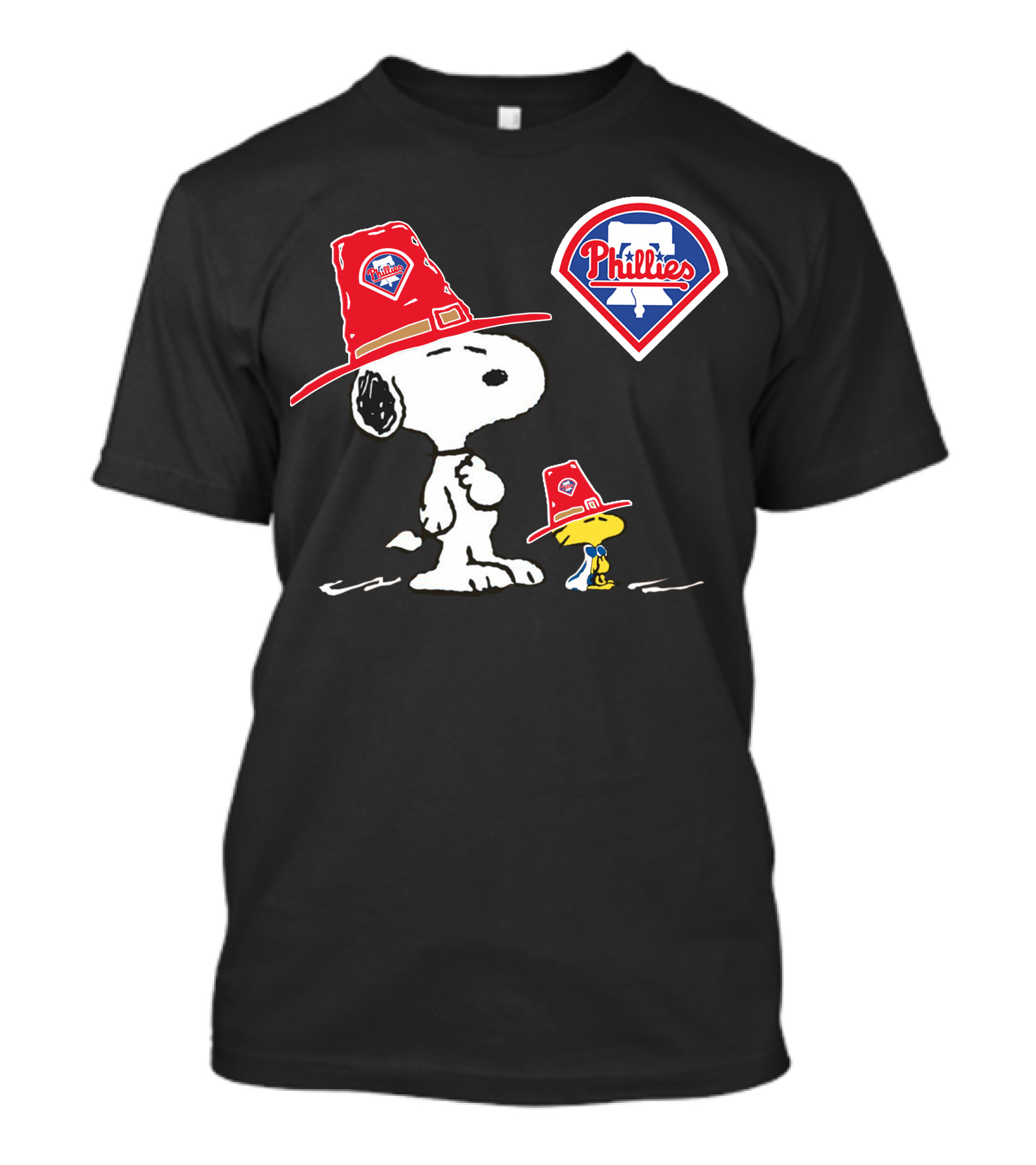 Philadelphia Phillies Snoopy Woodstock With Phillies Logo Hats T-Shirt