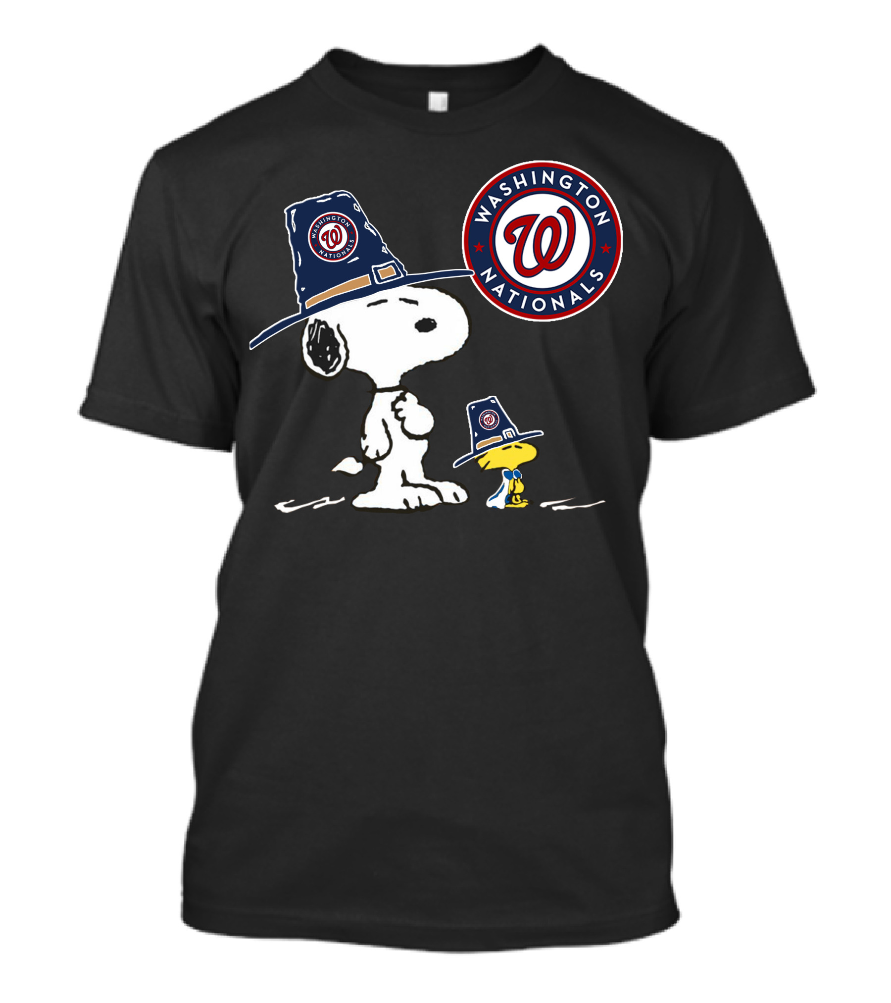 Washington Nationals Snoopy And Woodstock Pilgrim Hats T-Shirt