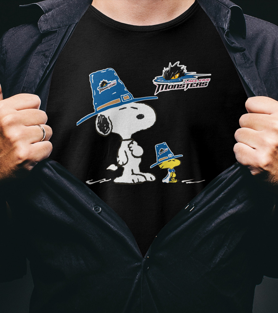 Cleveland Monsters Lake Erie Snoopy And Woodstock T-Shirt