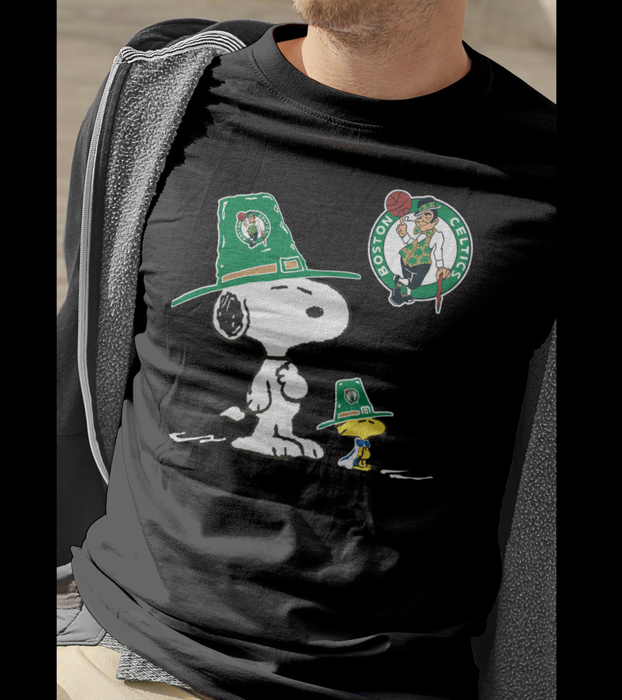 Boston Celtics Snoopy Woodstock Basketball T-Shirt