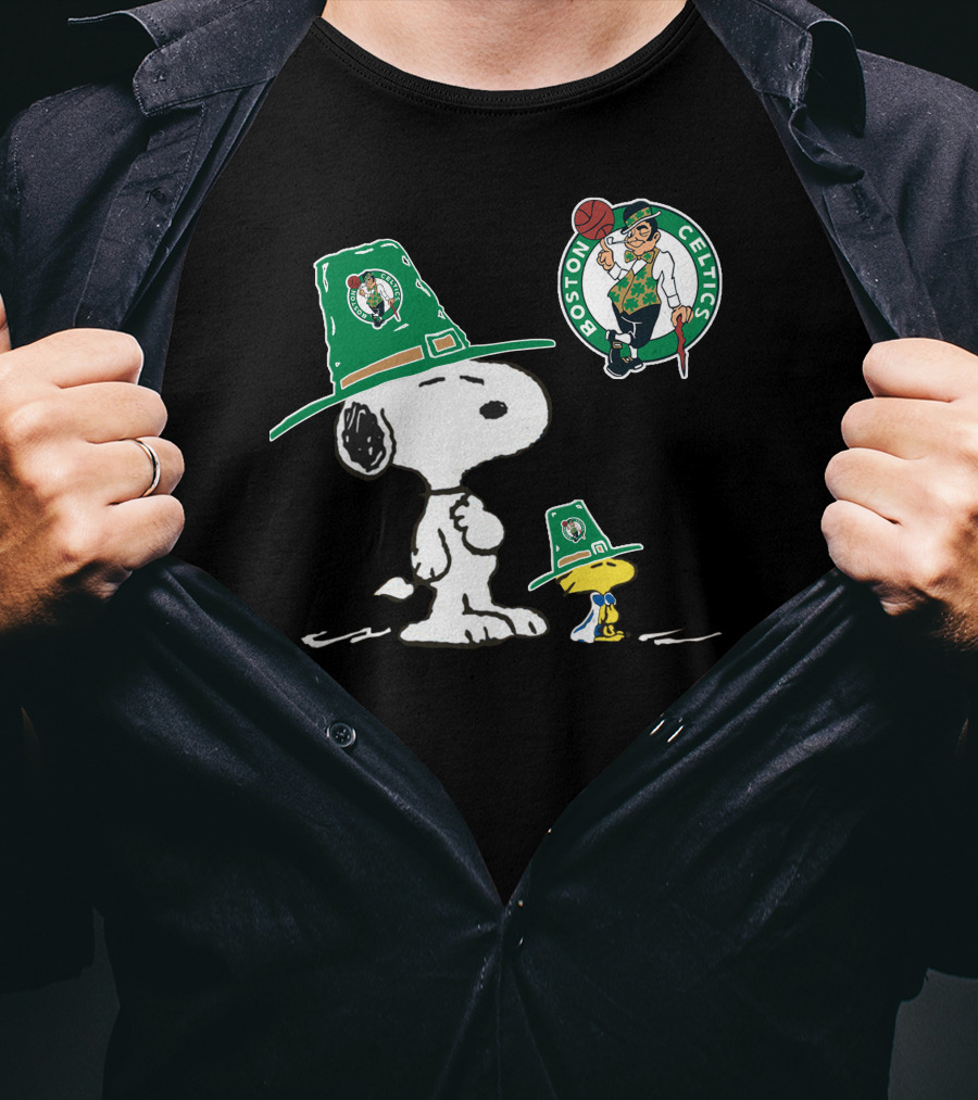 Boston Celtics Snoopy Woodstock Basketball T-Shirt