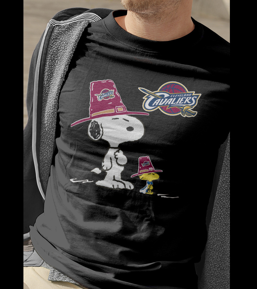 Cleveland Cavaliers Snoopy And Woodstock In Cavaliers Hats T-Shirt