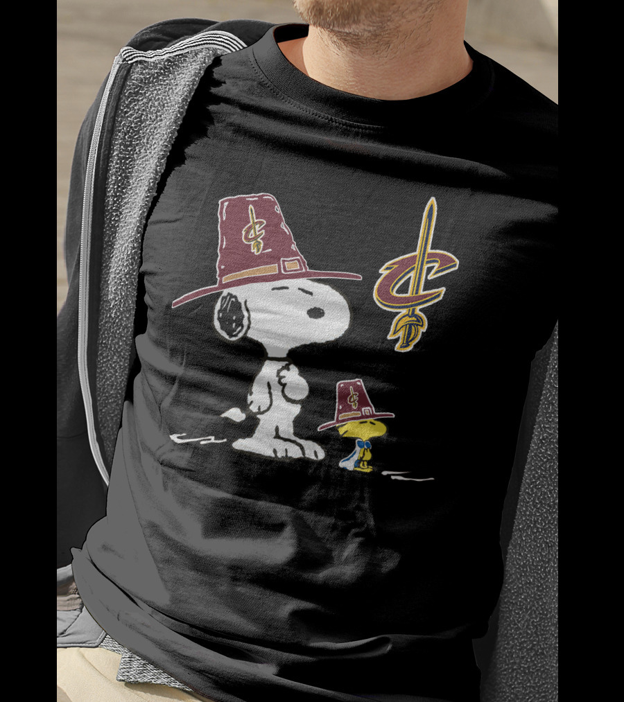 Cleveland Cavaliers Snoopy Woodstock Pilgrim Hats T-Shirt