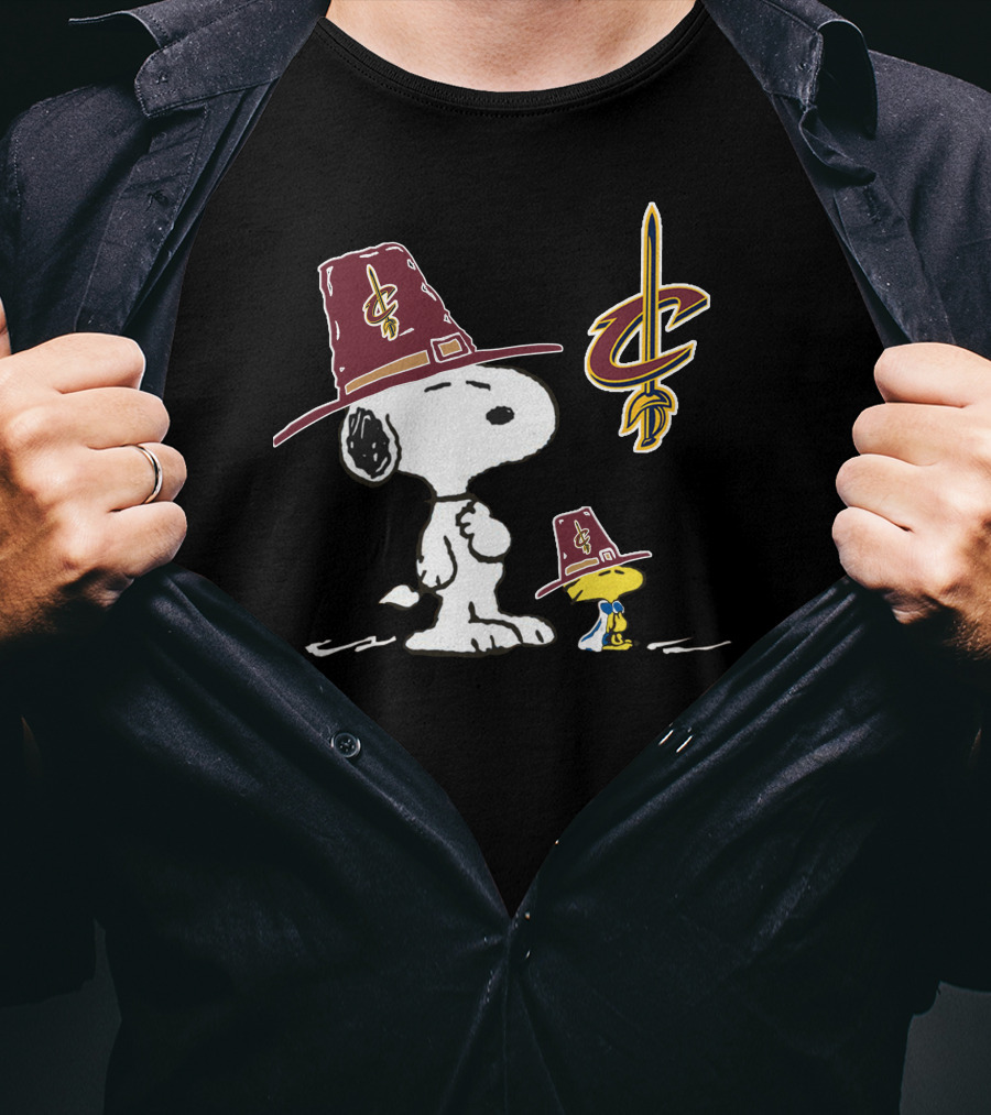 Cleveland Cavaliers Snoopy Woodstock Pilgrim Hats T-Shirt
