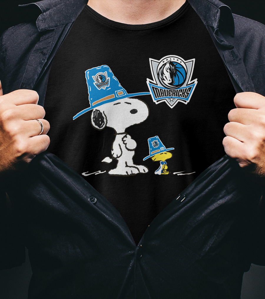 Dallas Mavericks Snoopy And Woodstock Pilgrim Hats T-Shirt