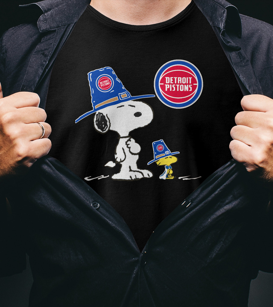 Detroit Pistons Snoopy And Woodstock With Basketball T-Shirt
